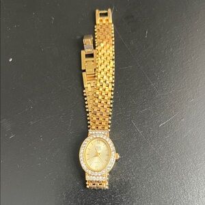 Nolan Miller Gold Watch with Crystal Accents